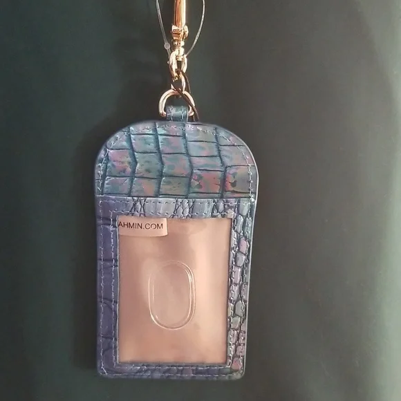SOLD! NWT!Brahmin Stevie Blue Topaz Croc Embossed Leather ID Card Case Lanyard - Picture 15 of 15